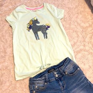 Cat & Jack graphic tee and Jean shorts